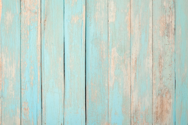 ビンテージビーチウッドの背景 青緑色のパステルカラーで塗られた古い風化させた木の板 プレミアム写真