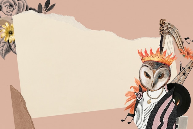 ヴィンテージコラージュフレーム美的フレーム背景壁紙 動物コラージュミクストメディアアート 無料の写真