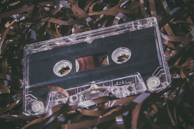 Premium Photo | Vintage magnetic audio cassette against film