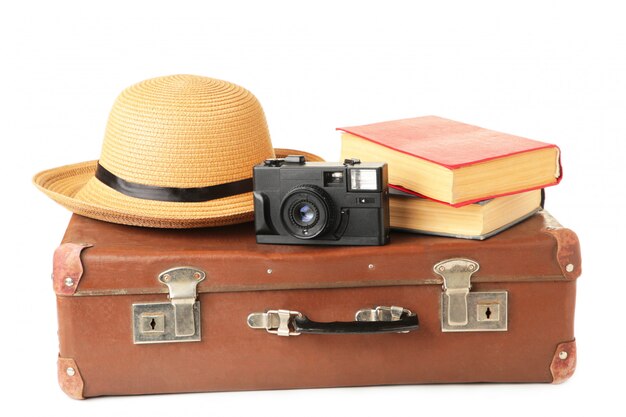 white vintage suitcase