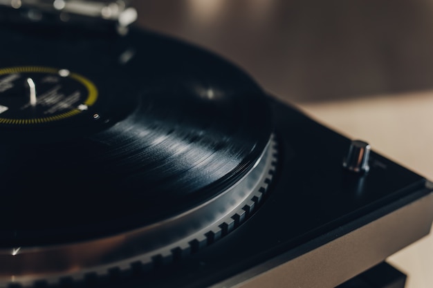 Premium Photo Vinyl Record Player At Home Close Up