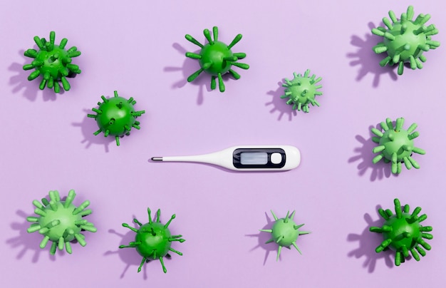 Free Photo | Virus bacteria collection with thermometer