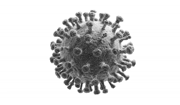 Virus isolated on white. close-up of coronavirus cells or bacteria molecule Premium Photo