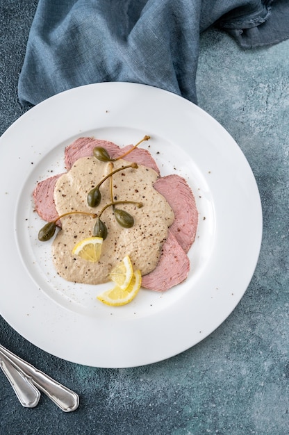 Premium Photo Vitello Tonnato Italian Dish Of Cold Sliced Veal