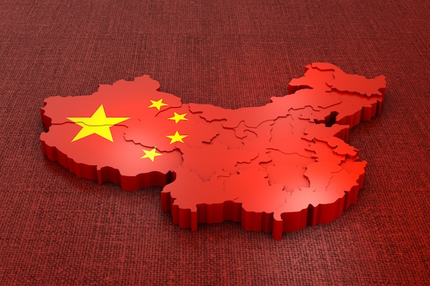 Premium Photo A Volumetric Map Of China On The Flag D Rendering