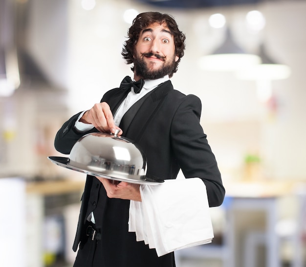 Free Photo | Waiter with a tray