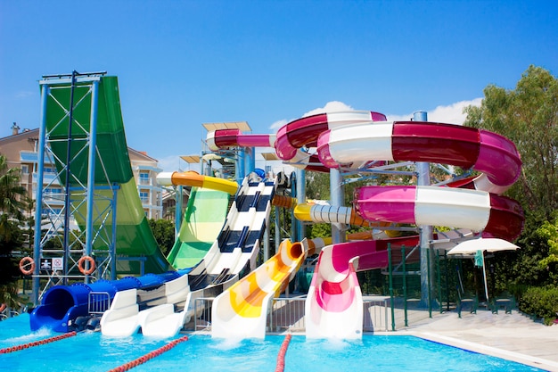 Premium Photo | Water park with water slides in the open air