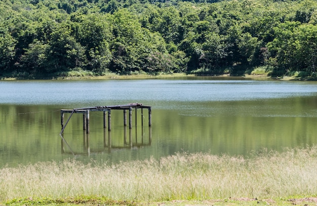 Premium Photo | Water pump station on the small reservoir.