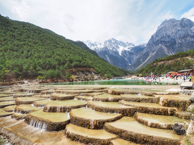 Premium Photo | Water terrace at blue moon valley and jade dragon ...