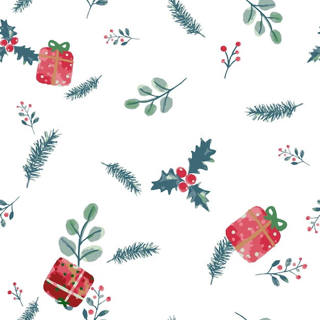 Premium Photo | Watercolor christmas pattern
