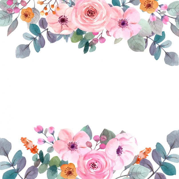 Premium Photo | Watercolor flowers frame