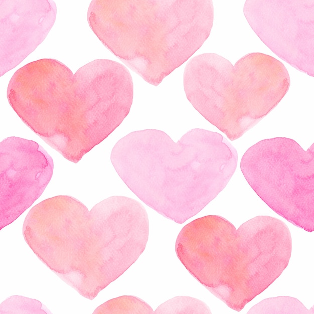 Premium Photo Watercolor Hearts Seamless Background