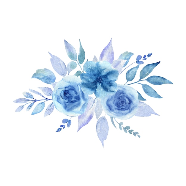 青い花の水彩イラスト プレミアム写真
