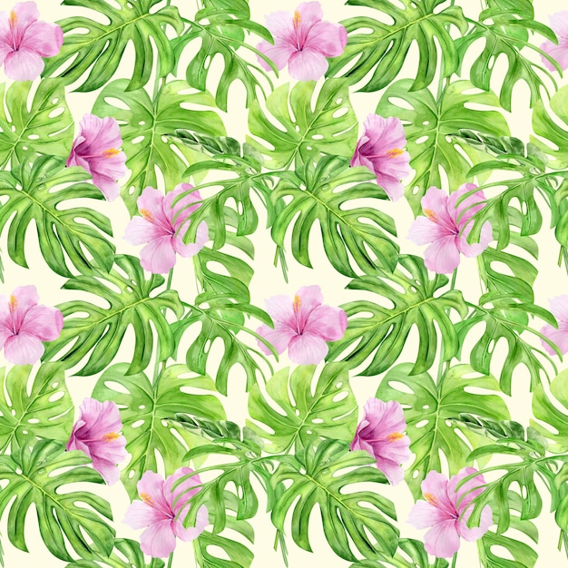 Premium Photo Watercolor Illustration Seamless Pattern Of Tropical