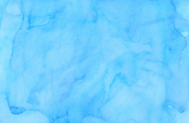 水彩の淡いブルーのラグーン色の背景の絵 水彩の明るいスカイブルーの汚れを紙に 芸術的な背景 プレミアム写真