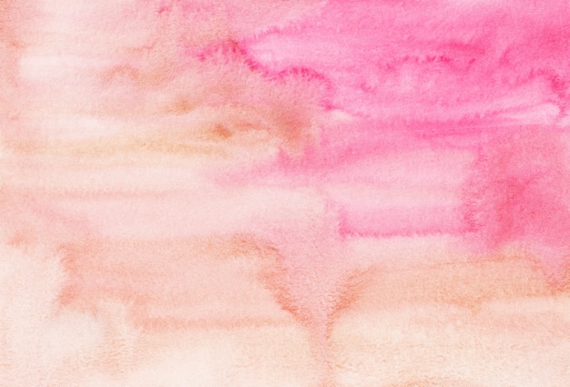水彩の淡いピンクと茶色の背景の絵のテクスチャ 色とりどりの水彩パステル背景 プレミアム写真