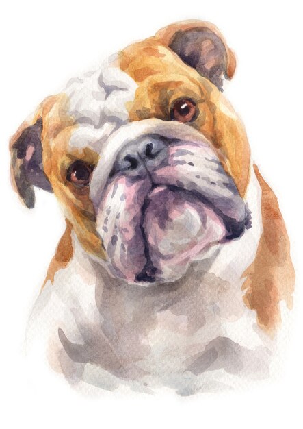 Premium Photo | Watercolor painting of bulldog.