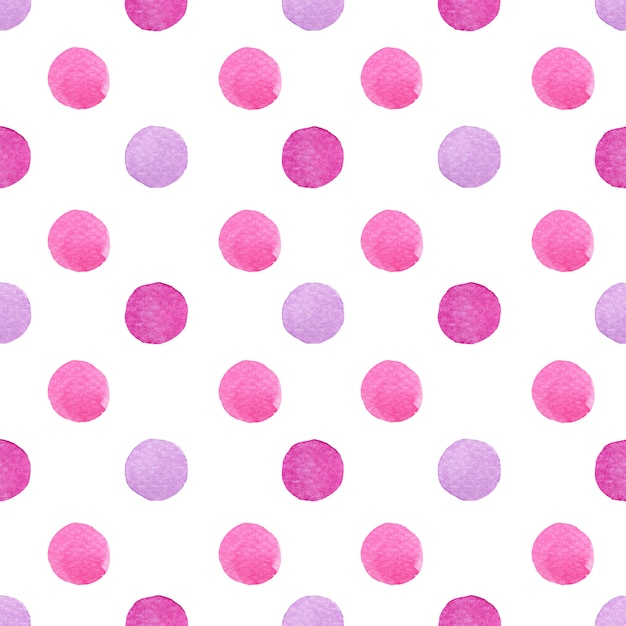 グラデーションの紫とピンクで絵を描く水彩水玉は 白のシームレスなパターンで発見されました プレミアム写真