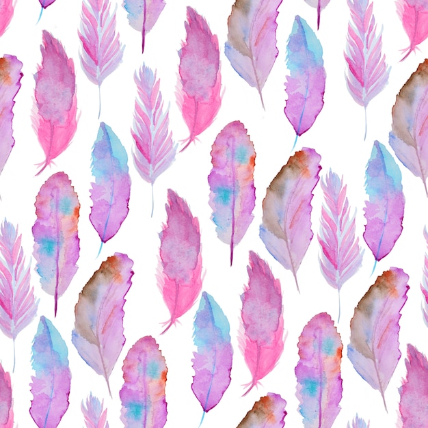 Premium Photo | Watercolor seamless pattern with feathers