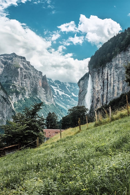 Premium Photo | Waterfall in lauterbrunnen valley in switzerland small ...