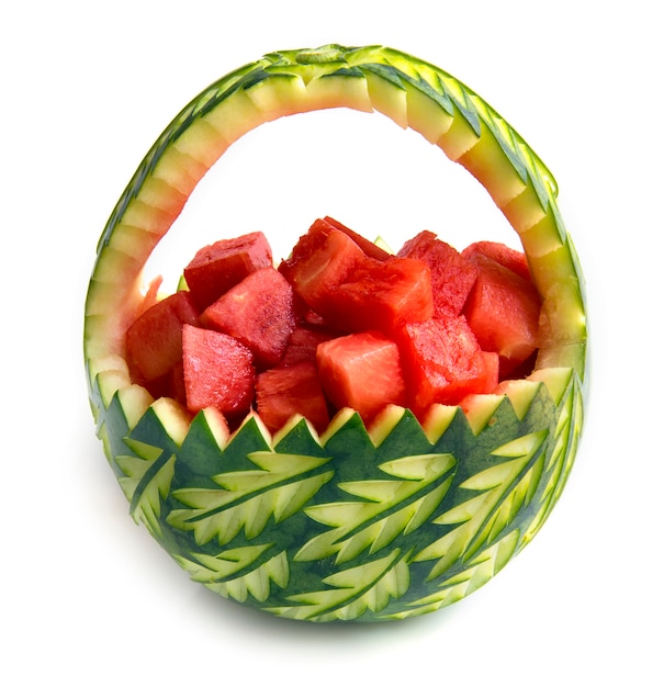 Premium Photo Watermelon Decorated Carving Basket Style With Watermelon Slice Cube Inside To Party Fruit Time On Summer Front View Isolated,Smoking A Turkey