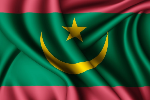 Premium Photo Waving Silk Flag Of Mauritania