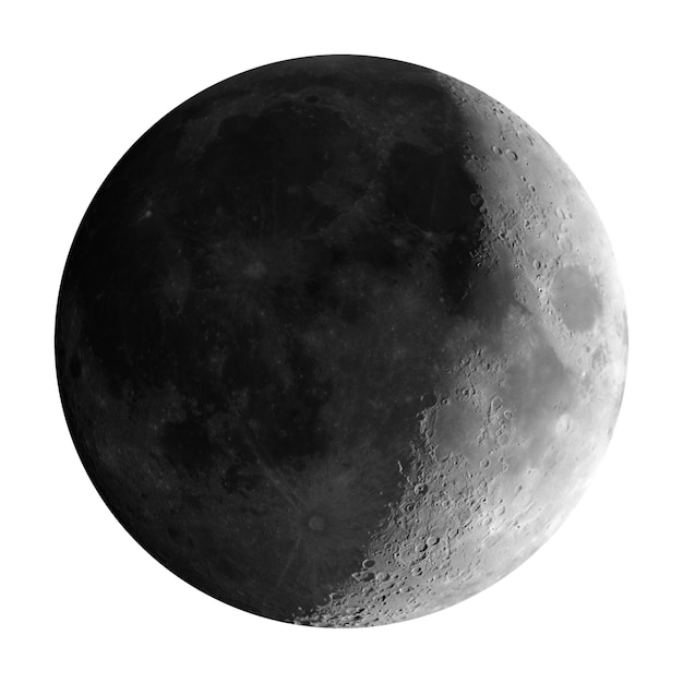 Premium Photo Waxing crescent moon seen with telescope, isolated