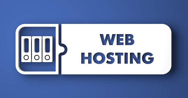 Web hosting concept. white button on blue background in flat design style. Premium Photo