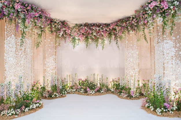 Wedding backdrop with flower and wedding decoration Photo | Premium ...