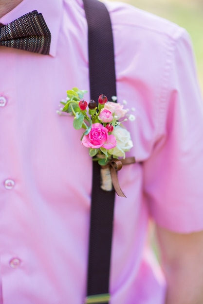 flower on shirt wedding