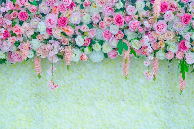 Premium Photo | Wedding flower decoration, flower backdrop background