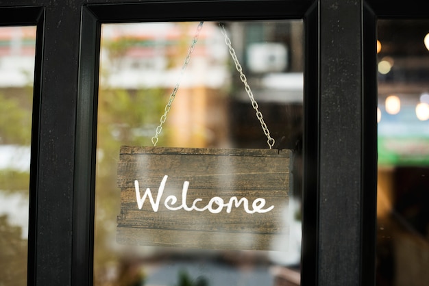 Download Welcome in wooden sign mockup Photo | Free Download