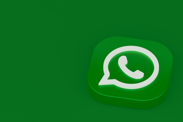 Premium Photo | Whatsapp application green logo icon 3d render on green ...