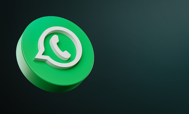 Whatsapp circle button icon 3d with copy space Premium Photo