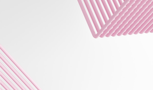ピンクの抽象的なチューブと白い背景 線と抽象的な背景 ピンクと白の縞模様の背景 プレミアム写真