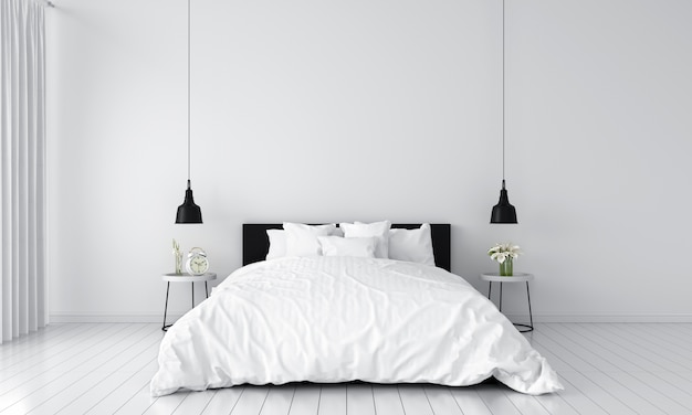 Download White bedroom interior for mockup | Premium Photo