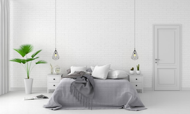 Download Premium Photo | White bedroom interior for mockup