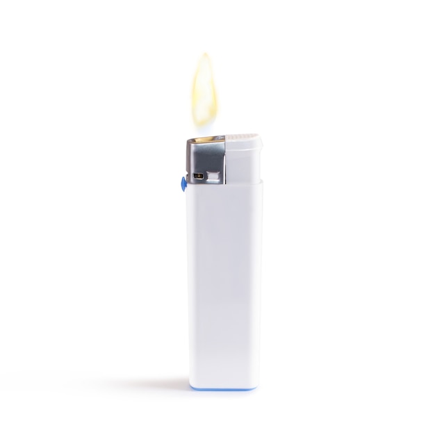 Download White blank lighter on fire mock up stand isolated Photo ...