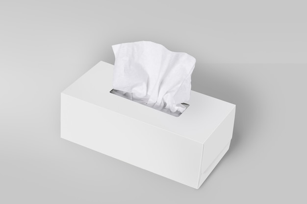 Download White blank tissue box on gray background with facial tissue | Premium Photo