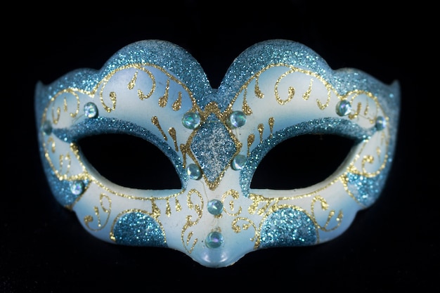 Premium Photo | White blue glitter masquerade mask party