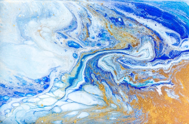 Premium Photo | White, blue and gold marbling. golden marble liquid ...