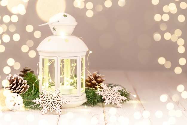 Premium Photo | White christmas lantern