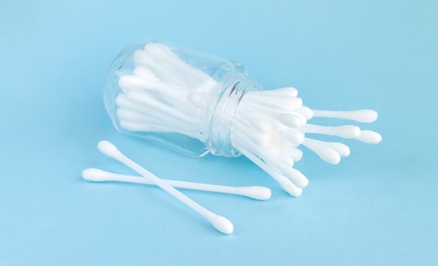 Premium Photo White Cotton Swabs Or Buds For Personal Hygiene In Glass Jar