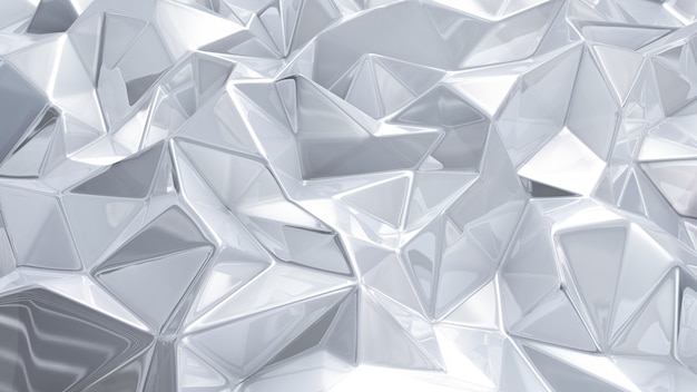 Premium Photo White Crystal Background With Triangles 3d Rendering