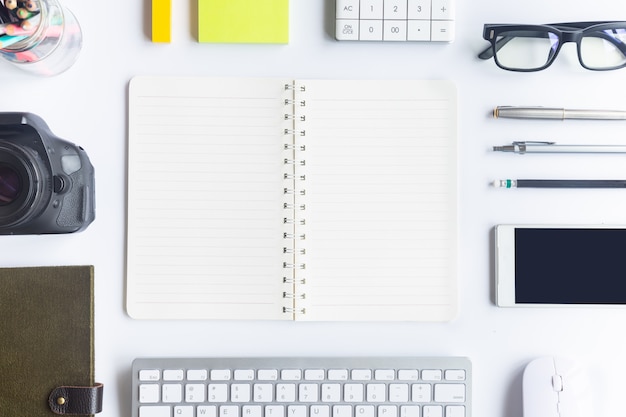 Premium Photo | White desk office on flat lay. top view with copy space ...