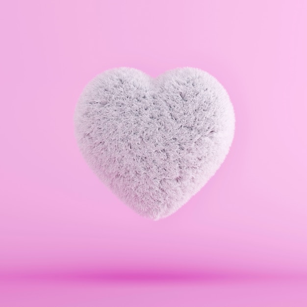 Premium Photo | White fur heart floating. minimal valentine concept. 3d ...