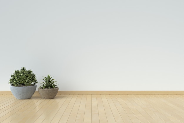 Premium Photo | White interior design with plants on a floor