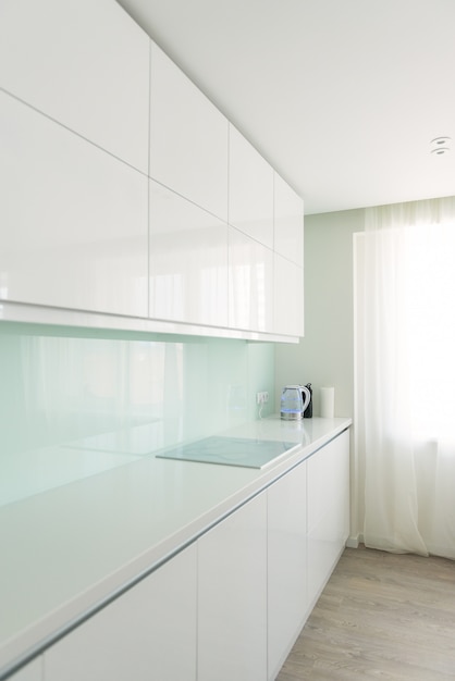 White Kitchen In Minimalist Style Interior Design Theme