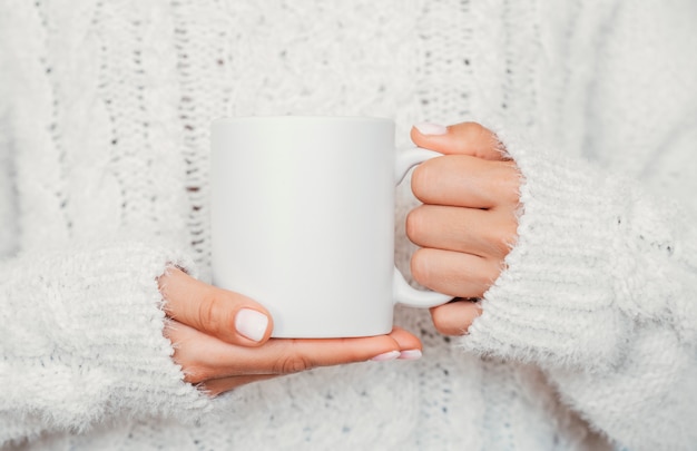 Download Mug Mockup 11oz Printful Mug Mockup Hands Holding White Coffee Mug Mock Up Woman In A Knitted Orange Sweater Art Collectibles Drawing Illustration Trustalchemy Com