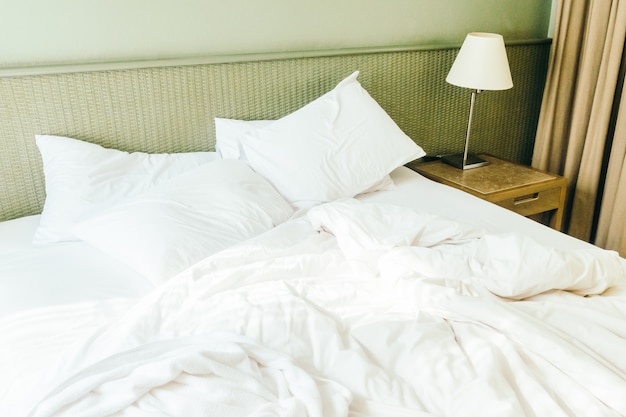 White pillow on bed Free Photo